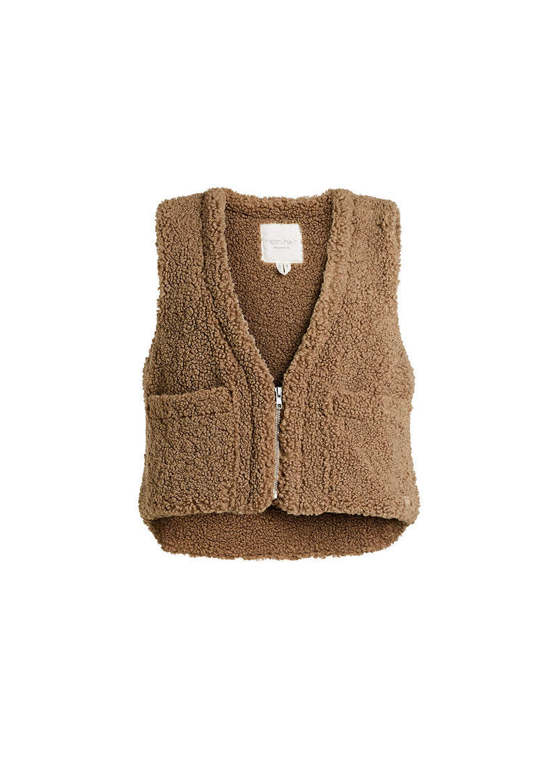 Rethinkit Curly Pile Gilet HUG ME Gilet 3203 khaki 