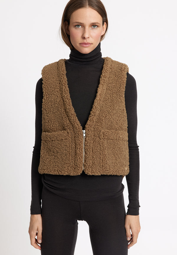 Rethinkit Curly Pile Gilet HUG ME Gilet 3203 khaki 