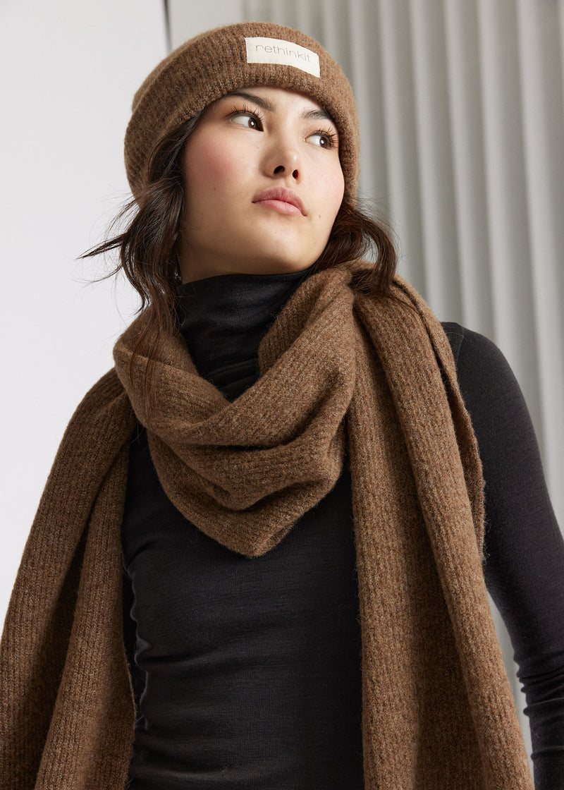 Rethinkit Knitted Wool Wide Scarf SNUG Acc 3237 warm melange brown