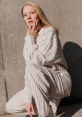 Rethinkit Stribet Bukser PJ Trousers 0076 warm grey stripe
