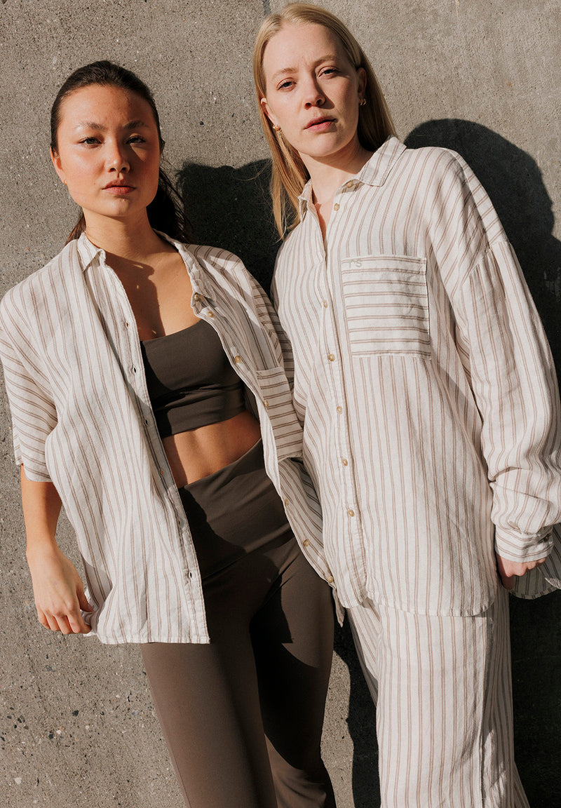 Rethinkit Stribet Bukser PJ Trousers 0076 warm grey stripe