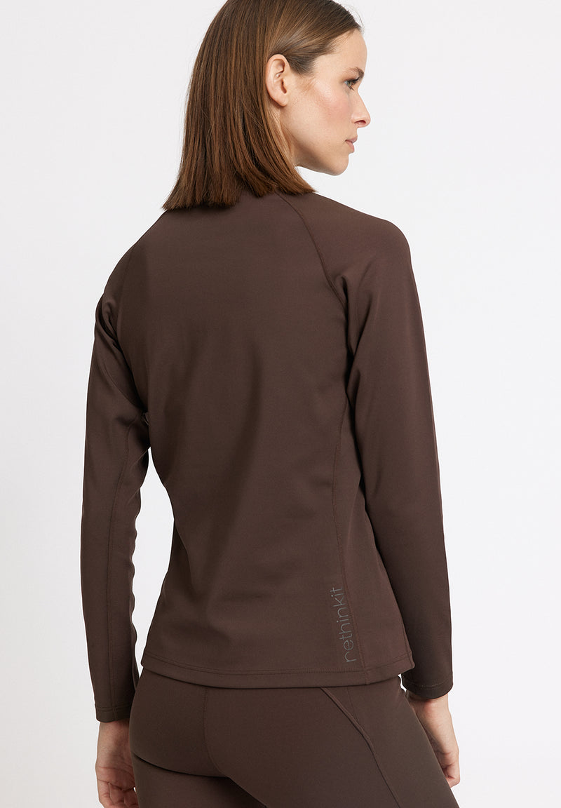 Rethinkit Warm Half Zip Tee Verbier Shirts and Blouses 3031 hot fudge