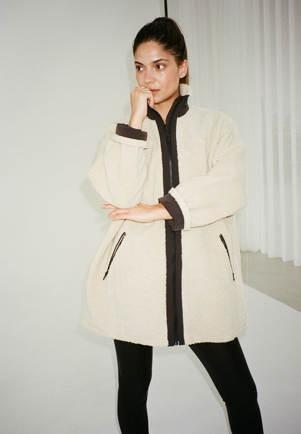 Rethinkit Long Fuzzy coat Larvik Jackets 3356 sandshell