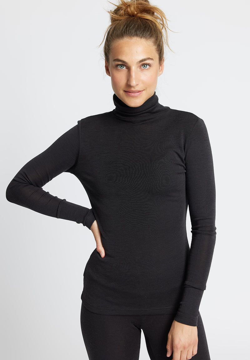 Rethinkit Wool Roll Neck Mona Shirts and Blouses 0022 almost black