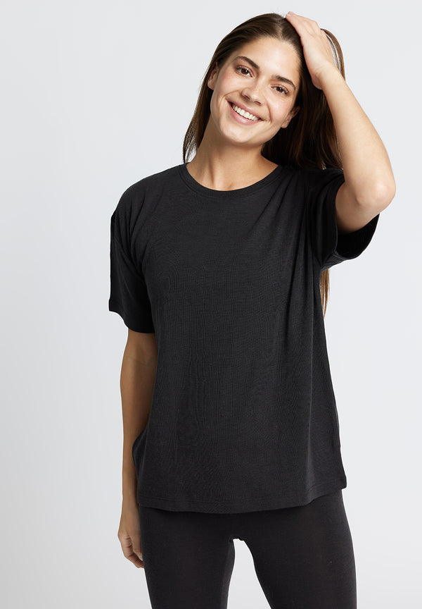Rethinkit Wool Box Tee Mirja Jersey Tops and T-Shirts 0022 almost black